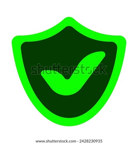 Checkmarks on shields. Tick, protection, antivirus, private data, personal information, confidential, defend, green, hacking, protect against unauthorized access. Vector illustration