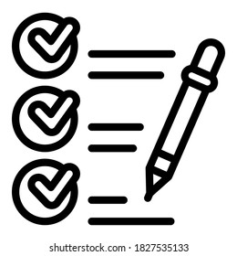 Markierungen und Stift-Symbol. Umrissmarken und Stift, Vektorsymbol für Webdesign einzeln auf weißem Hintergrund