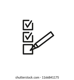 Checkmarks and pencil line icon. Poll, questionnaire, task list. Survey concept. Vector illustration can be used for topics like business, audit, management