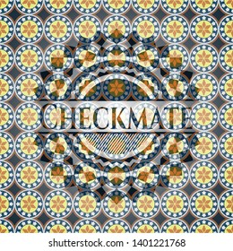Checkmate arabic badge. Arabesque decoration.