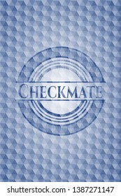 Checkmate blue emblem with geometric pattern. Vector Illustration. Detailed.