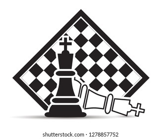 Checkmate In Chessboard on a white background Vector Illustration. Chess King Figures Pieces.