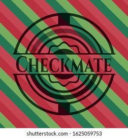 Checkmate christmas colors emblem. Vector Illustration. Detailed.