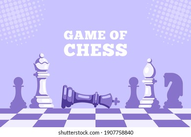 Checkmate. Game of Chess. Chess King Lying on Chess Board and Queen Figure Above It. Chess Figures on Chessboard