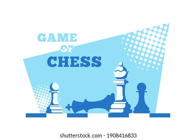 Checkmate. Game of Chess. Chess King Lying on Chess Board and Queen Figure Above It. Chess Figures on Chessboard