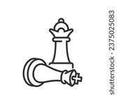 Checkmate, linear icon. Queen standing, king down, chess pieces. Line with editable stroke
