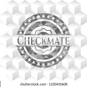 Checkmate realistic grey emblem with cube white background