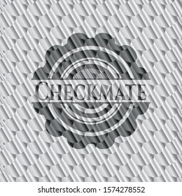 Checkmate silver color badge. Scales pattern. Vector Illustration. Detailed.