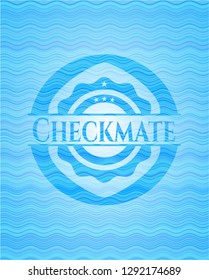 Checkmate sky blue water style badge.