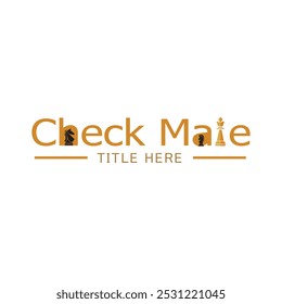 CheckMate Text Logo Vector Design with Chess Pieces , Chess Pieces minimal logo design, minimal Logo Vector Art with chess symbol,  chess Logo Vector Art illustration with white background