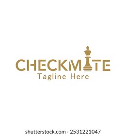 CheckMate Texto Logo Design de vetor com peças de xadrez, Peças de xadrez design de logotipo mínimo, mínima Logo Vetor Art com símbolo de xadrez, xadrez Logo Vetor Art ilustração com fundo branco