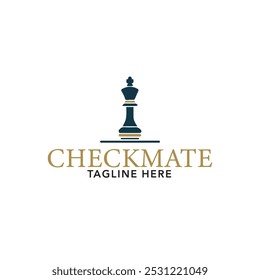 Diseño de Vector de logotipo de texto CheckMate con piezas de ajedrez, diseño de logotipo mínimo de piezas de ajedrez, Arte vectorial de logotipo mínimo con símbolo de ajedrez, ilustración de Arte vectorial de logotipo de ajedrez con fondo blanco