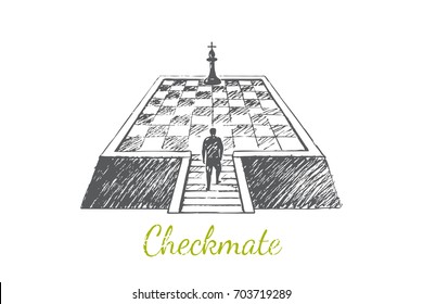Checkmate. Vector business concept hand drawn sketch. 