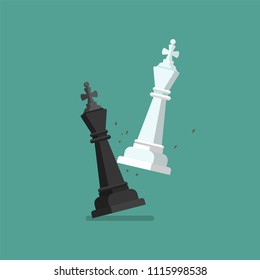 Checkmate white chess defeats black king. Vector illustration