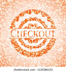 Checkout abstract orange mosaic emblem