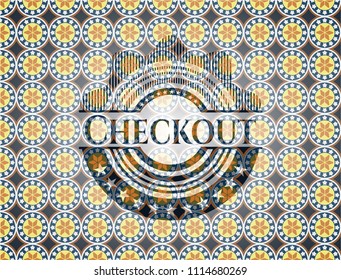 Checkout arabesque style emblem. arabic decoration.
