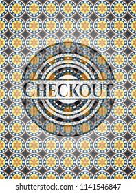 Checkout arabic badge background. Arabesque decoration.