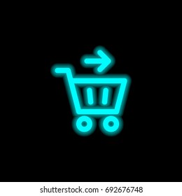 Checkout blue glowing neon ui ux icon. Glowing sign logo vector