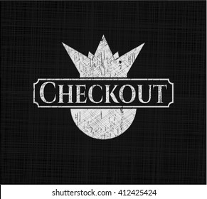 Checkout chalk emblem, retro style, chalk or chalkboard texture