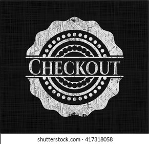 Checkout chalk emblem written on a blackboard