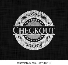 Checkout chalkboard emblem on black board