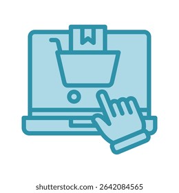 Checkout dual tone blue color, mini illustration icon. use for modern concept, print, UI, UX kit, web and app development. Vector related to product offering, marketing, business.