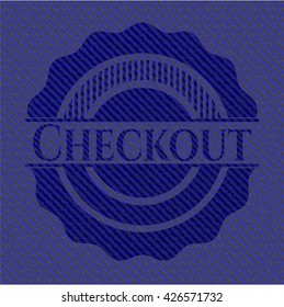 Checkout emblem with denim high quality background