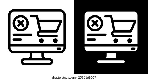 checkout failed line and glyph icon, outline and glyph vector sign, linear and glyph style pictogram isolated on white and black. ecommerce symbol, logo, icon, illustration