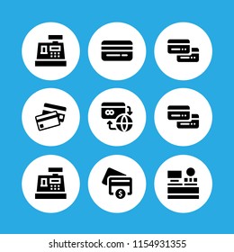 checkout icon. 9 checkout set with credit card, payment, pay and credit cards payment vector icons for web and mobile app