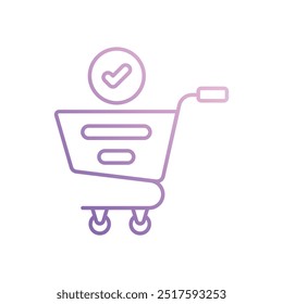 Icono de Completar compra aislado en un fondo blanco. Ilustración vectorial.
