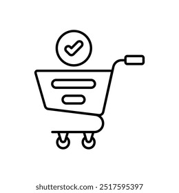 Icono de Completar compra aislado en un fondo blanco. Ilustración vectorial.