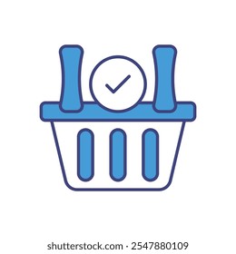 Icono de Completar compra aislado en un fondo blanco. Ilustración vectorial.