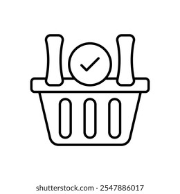 Icono de Completar compra aislado en un fondo blanco. Ilustración vectorial.