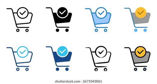 Conjunto de iconos de Completar compra colección de estilos múltiples 
