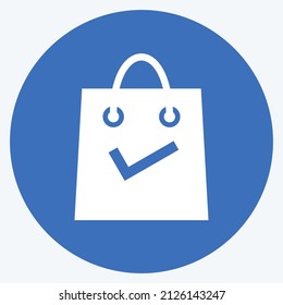 Icono de obtención en el estilo moderno de sombra larga aislado en un fondo azul suave