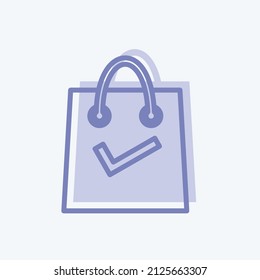 Checkout Icon in trendy two tone style isolated on soft blue background