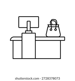 Icono de Completar compra con fondo blanco Vector Ilustración de stock