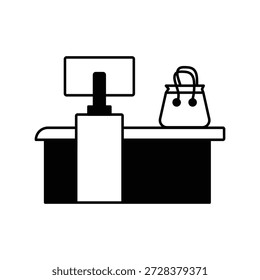 Icono de Completar compra con fondo blanco Vector Ilustración de stock