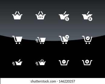 Checkout Icons on black background. Vector illustration. 