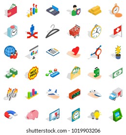 Checkout icons set. Isometric set of 36 checkout vector icons for web isolated on white background