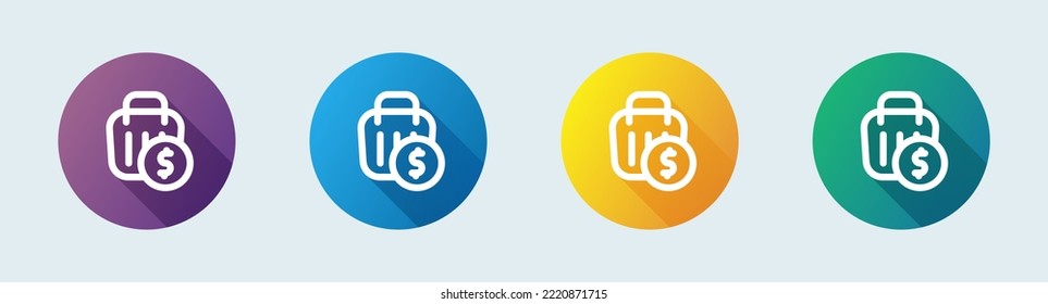 Checkout line icon in flat design style. Purchase signs vector illustration.