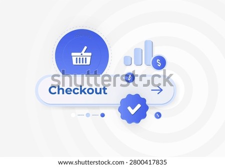 Checkout optimization with conversion rate growth, purchase completion tracking and ecommerce payment flow. Customer conversion, checkout experience and online sales performance vector illustration.