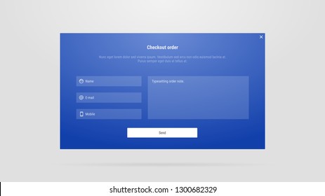 Checkout order, application form, user interface
