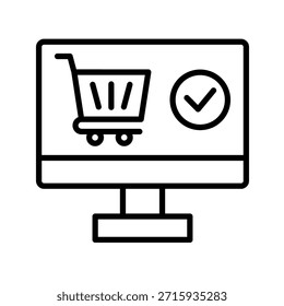 Ilustración vectorial de icono de contorno de Completar compra