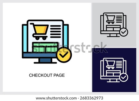 Checkout Page icon Multi Style Vector Illustration