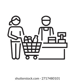 Proceso del Completar compra en una tienda de comestibles con un Cliente y un cajero