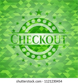 Checkout realistic green mosaic emblem