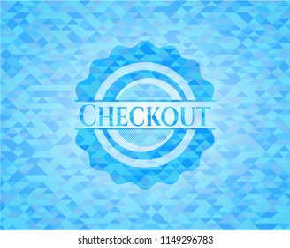 Checkout realistic sky blue mosaic emblem
