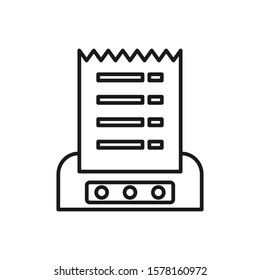 Checkout receipt or purchase receipt icon. Receipt machine, Cashier concept, Order checkout, Sales slip. Cashier concept for modern web and mobile design. Payment terminal receipt.