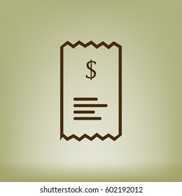 Checkout receipt or purchase receipt line art icon for apps and websites